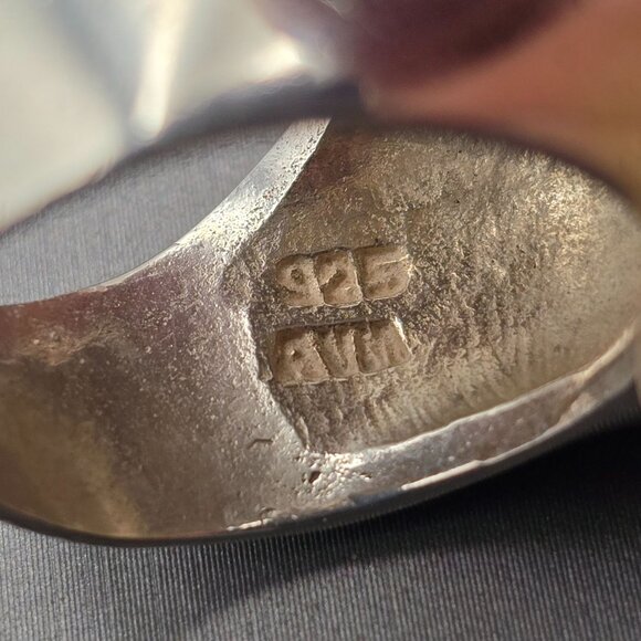 VTG Taxco Sterling Ring Size 8 Signed AVM TV-47 Abstract 925 19.29g Mexico - Picture 7 of 10